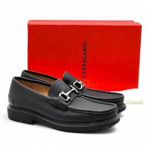 Salvatore Ferragamo Glasgow Calfskin Leather Loafers 7.5 EE US 8.5 Black $950